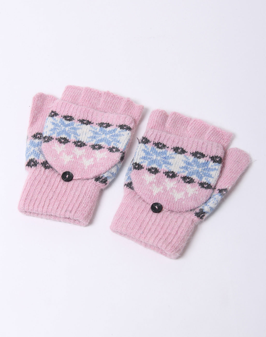 女款粉红半截两用手套