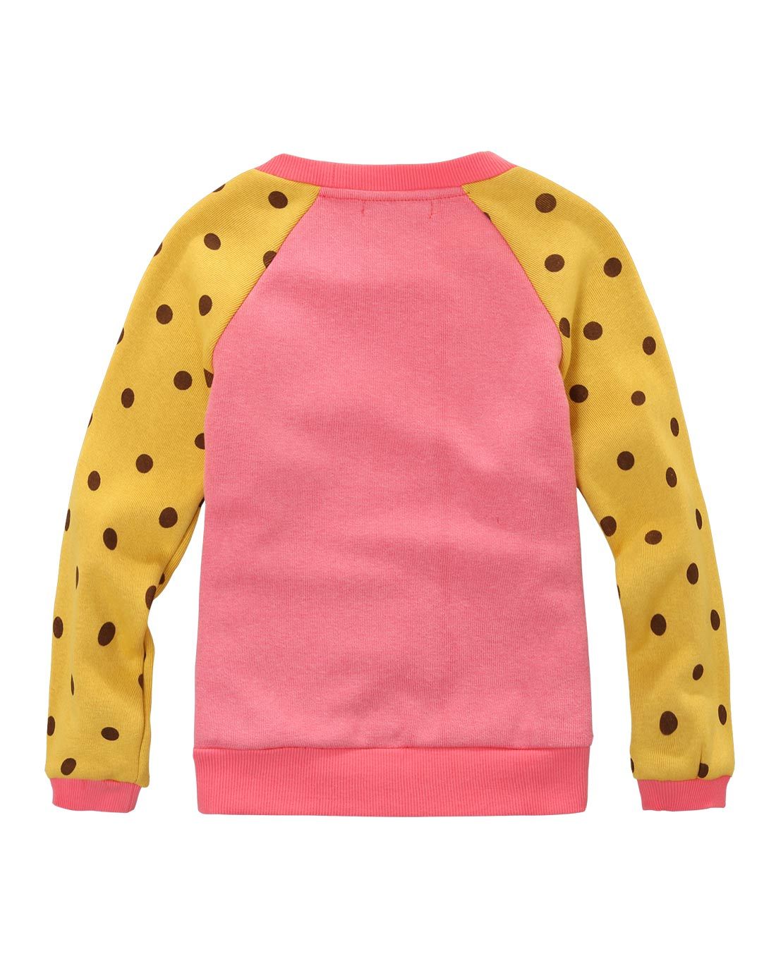 女童西瓜红圆领插肩袖卫衣