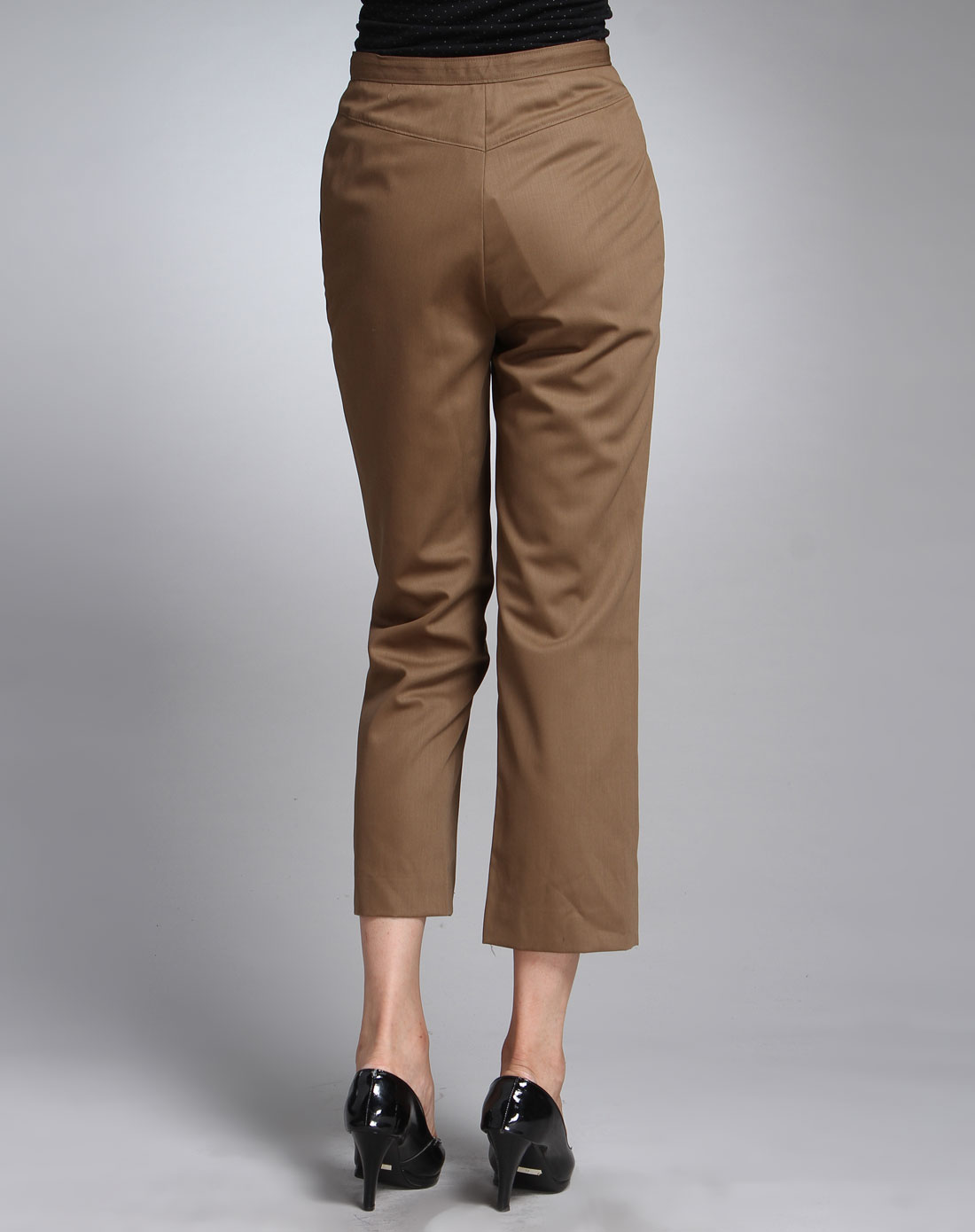 摩卡色简约100%羊毛长裤