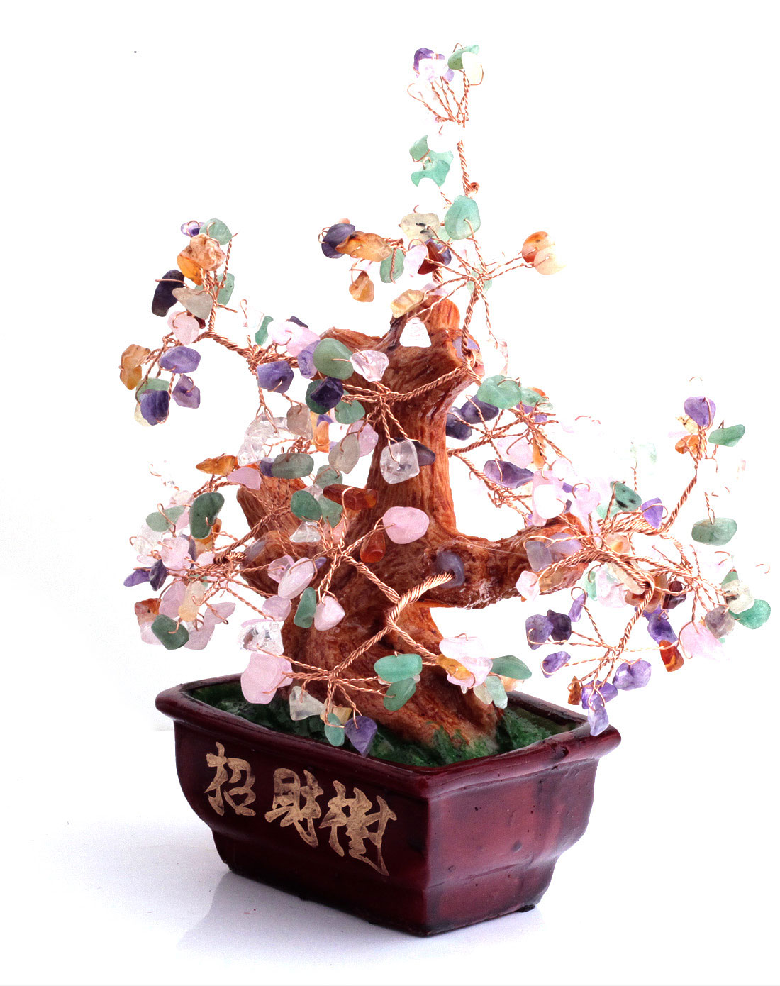 树脂彩色水晶招财树摇钱树招贵人家居风水摆件