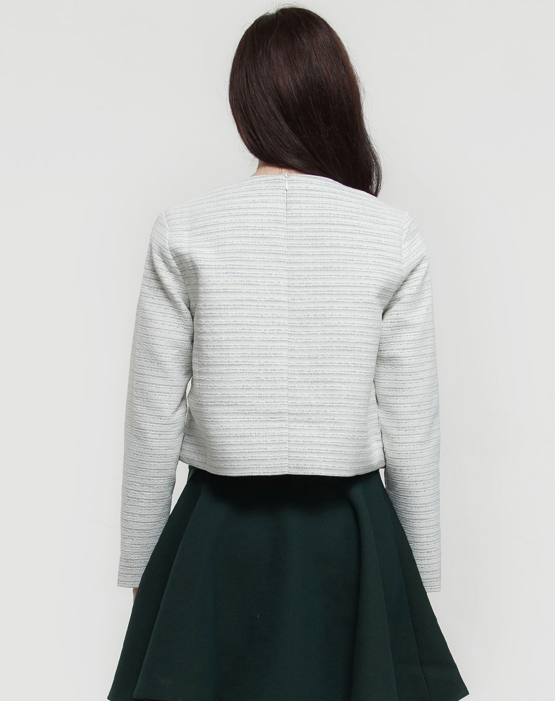 杏/浅灰色时尚简约长袖衬衫