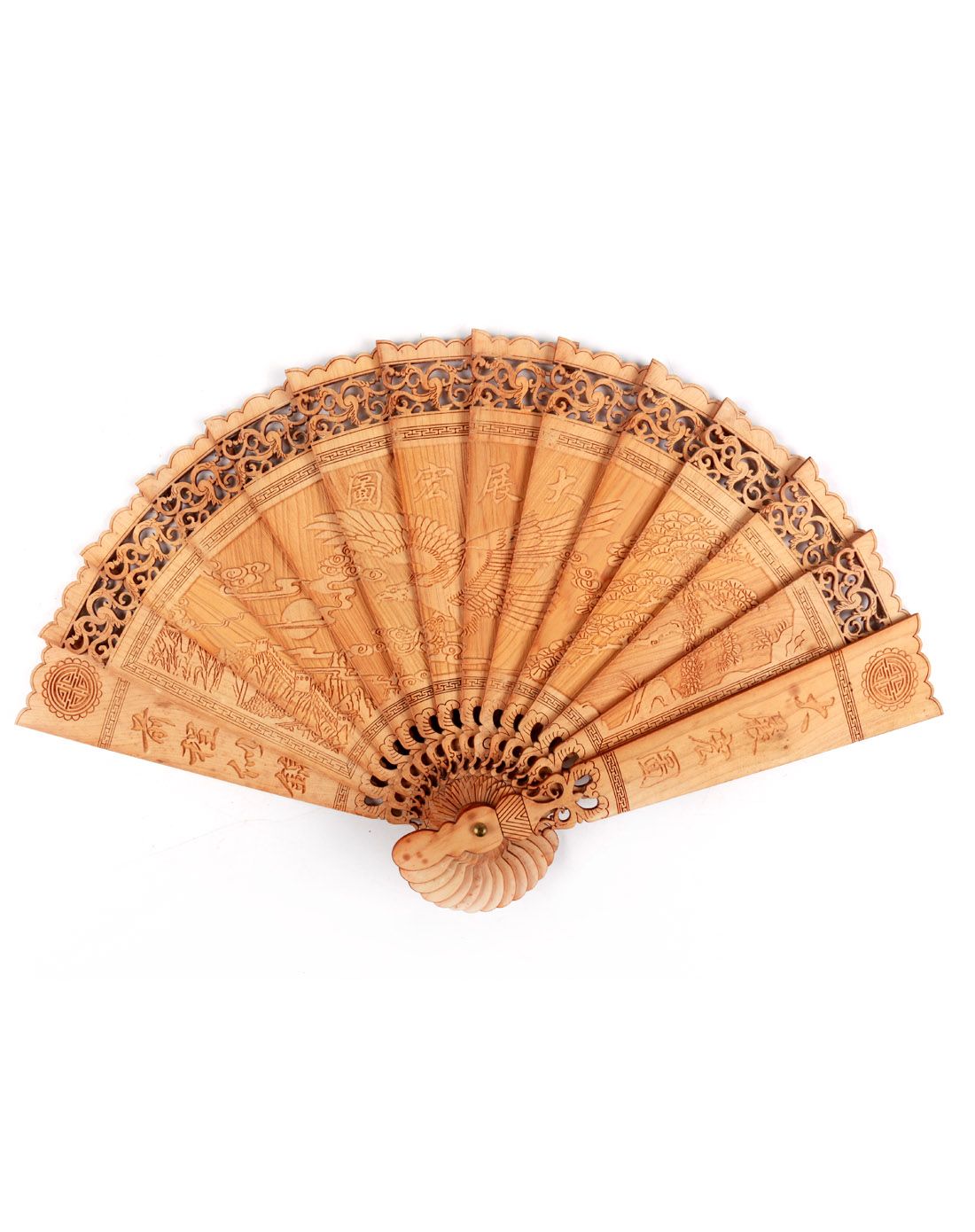 崖柏木吉祥寓意系列雕刻香扇