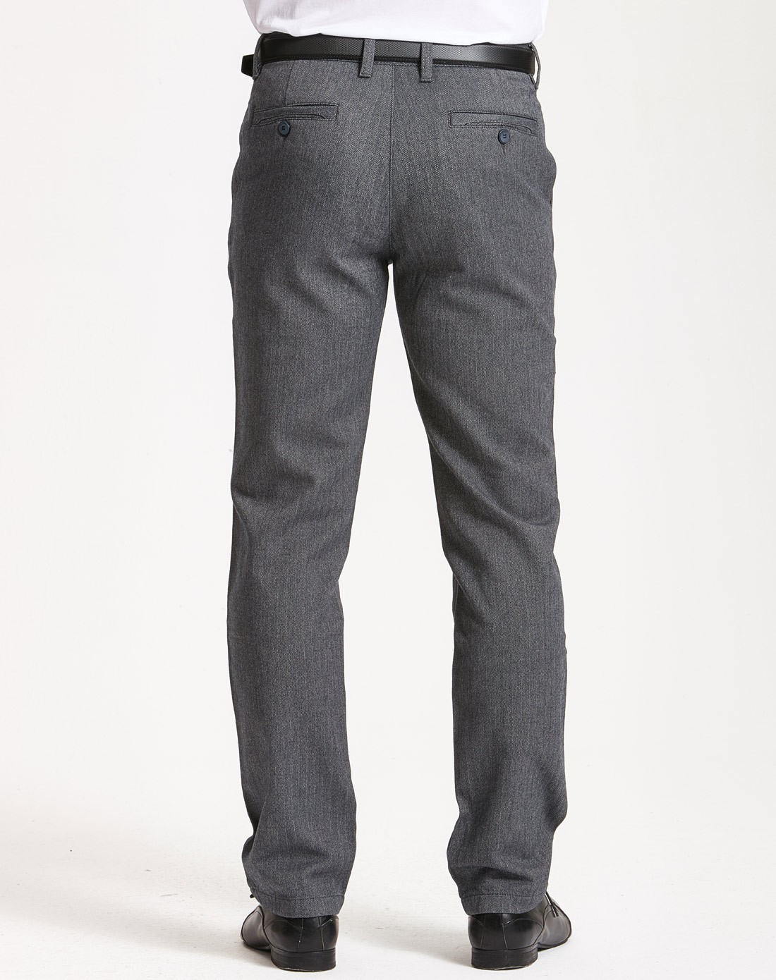 灰色休闲人字纹经典休闲裤