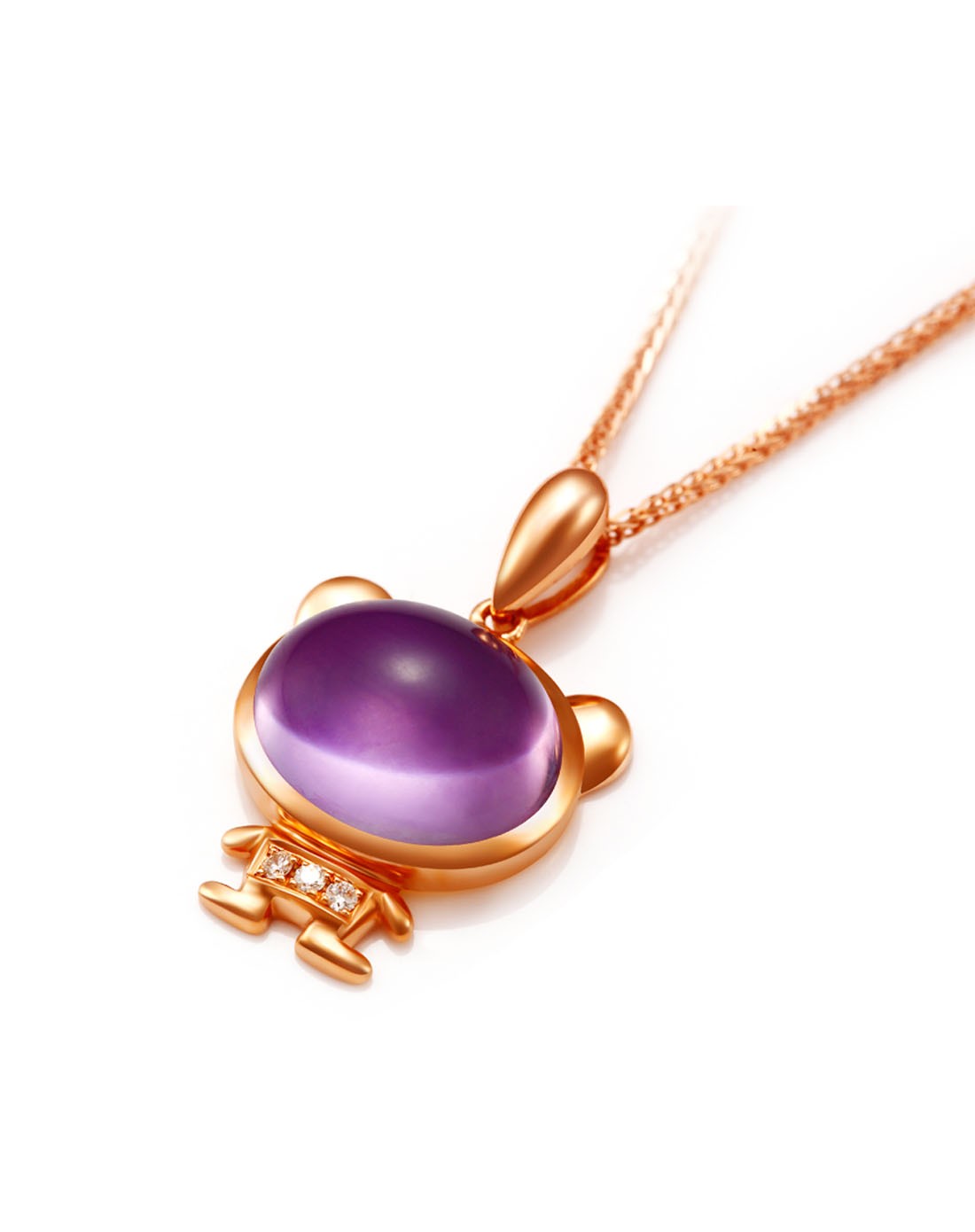 【梦幻宝贝】18k黄金镶紫水晶吊坠