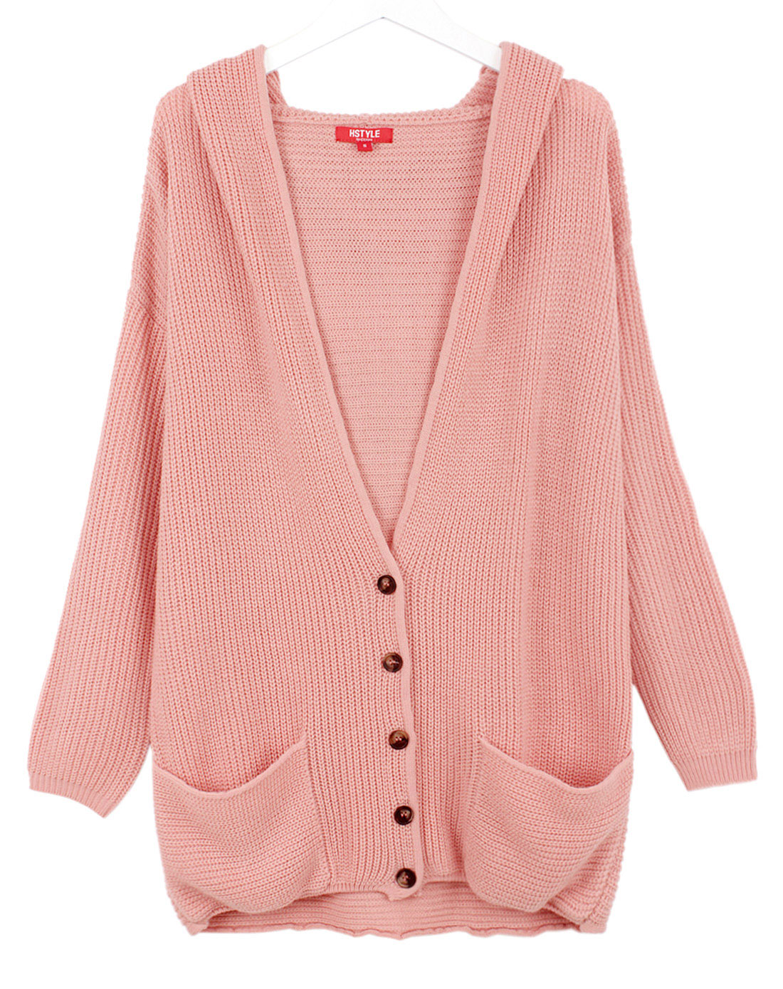 粉色长袖针织衫