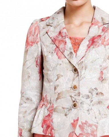 浅灰杏/水红色成熟韵味长袖外套