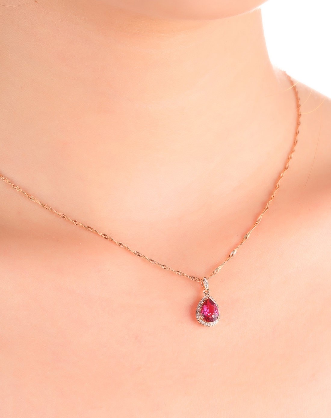 钻宝源珠宝专场18k玫瑰金碧玺吊坠cp10014_唯品会