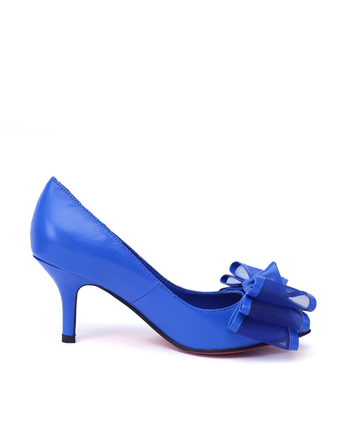 法国fashion tv collection男女鞋包女士宝蓝色pochoir进口羊皮网纱