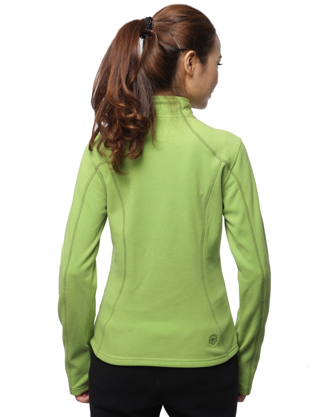 手感舒适柔软 女款艾绿色套头薄抓绒衣 轻便保暖