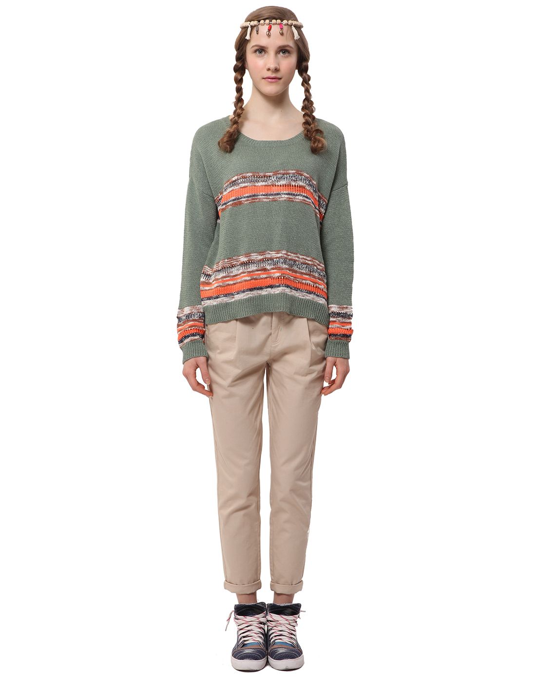 飞鸟和新酒/avvn女款葱青麻棉箱型套衫ah14180992_唯品会