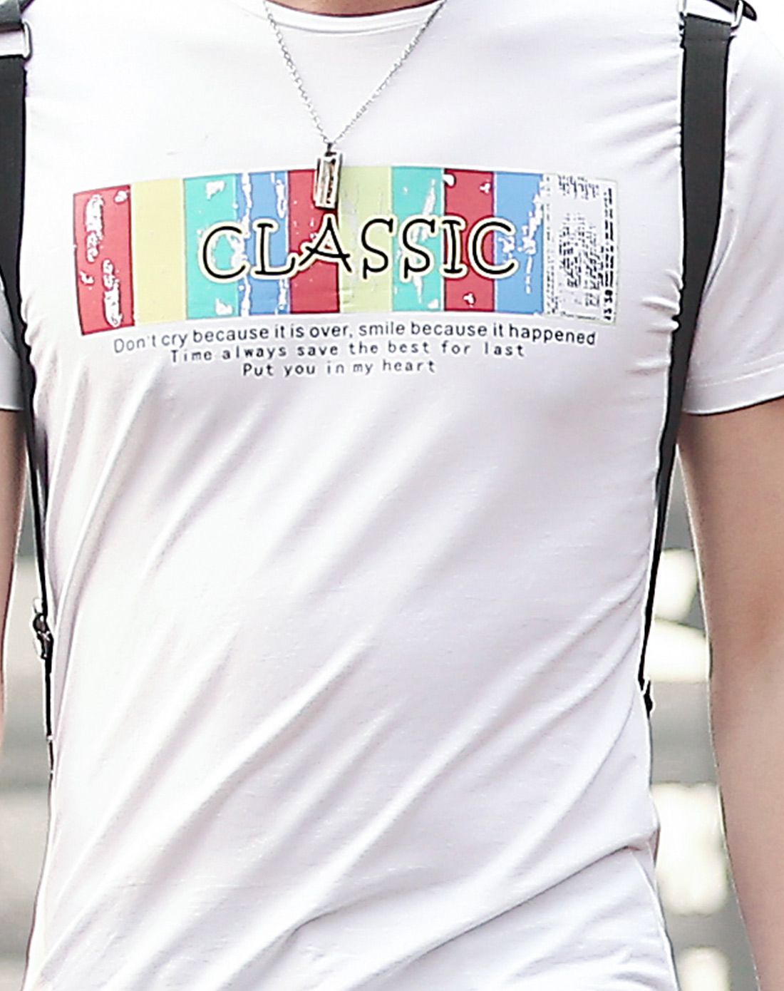 no1dara白色彩条胶印短袖t恤tx5210409601_唯品会