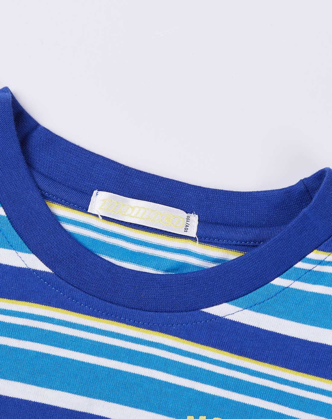 玛米玛卡 男童彩蓝长袖条纹圆领t恤