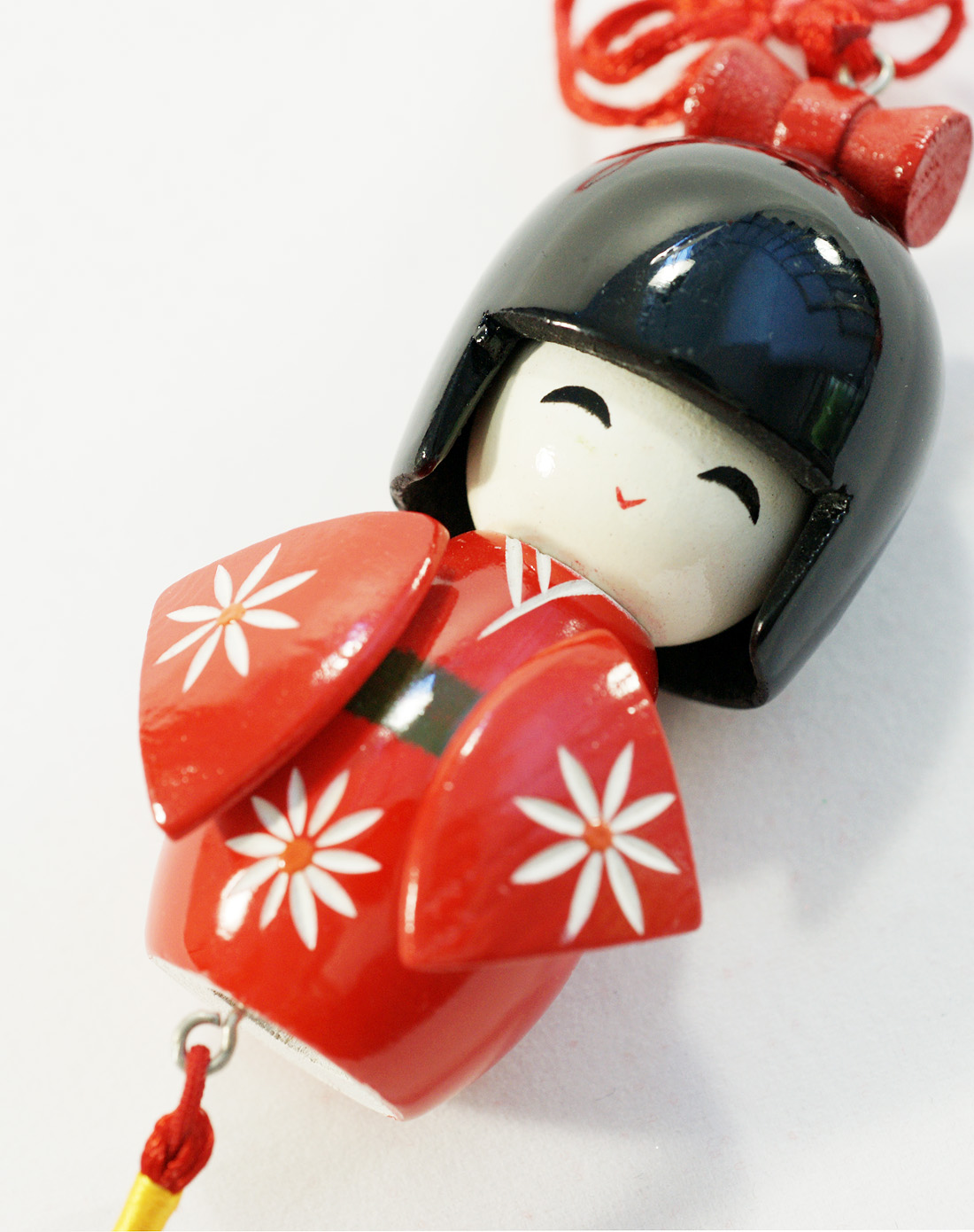 木质红色和服娃娃挂件