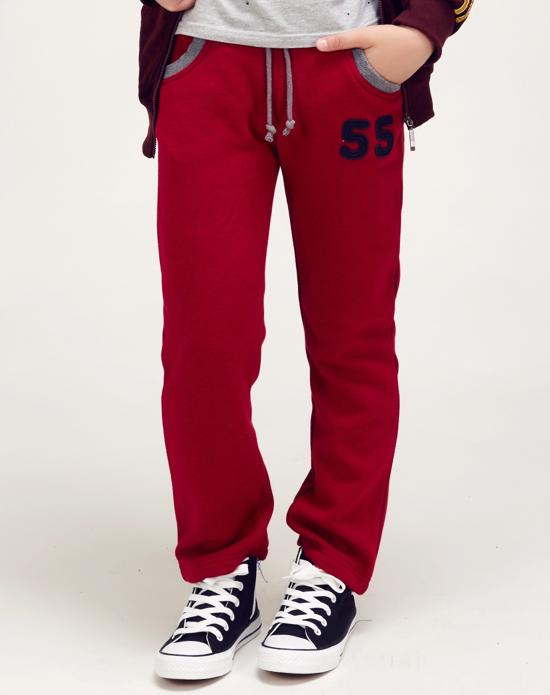 儿童红色经典舒适运动裤