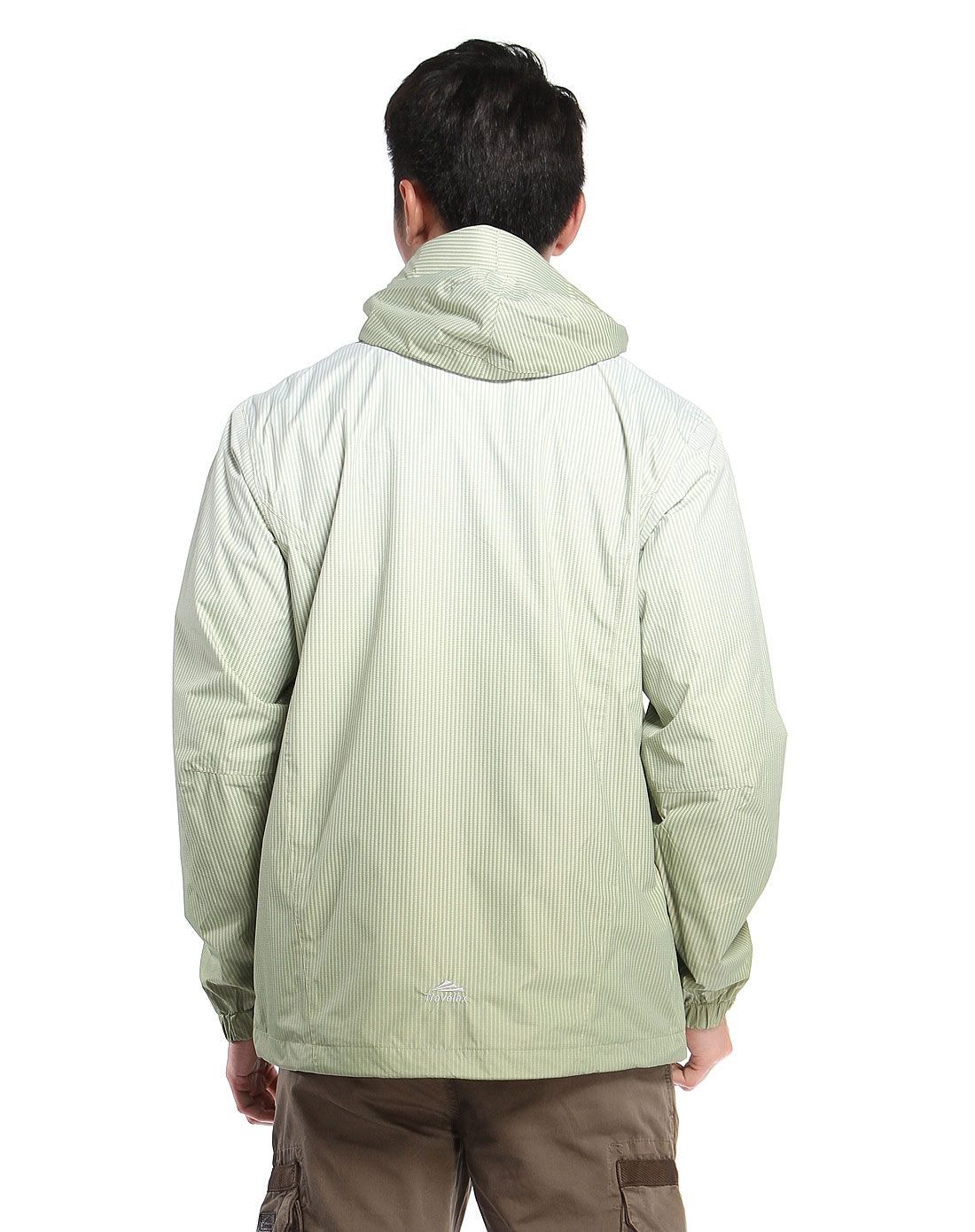 防风舒适 男款灰绿色冲锋衣 长袖连帽