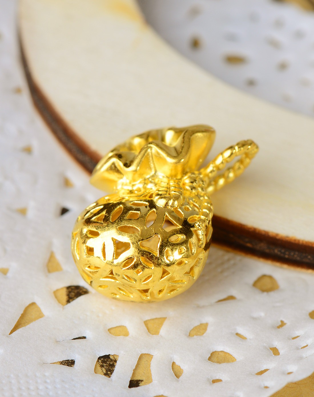 3d硬千足金黄金钱袋荷包满满(1.92克)