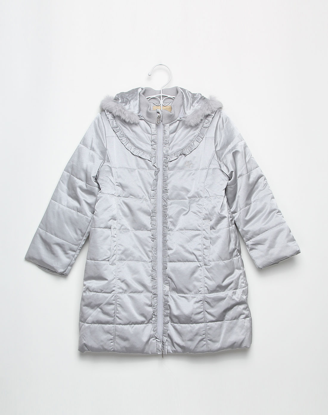 精典泰迪classic teddy男女童女童灰色连帽休闲长袖铺棉外套ai440183