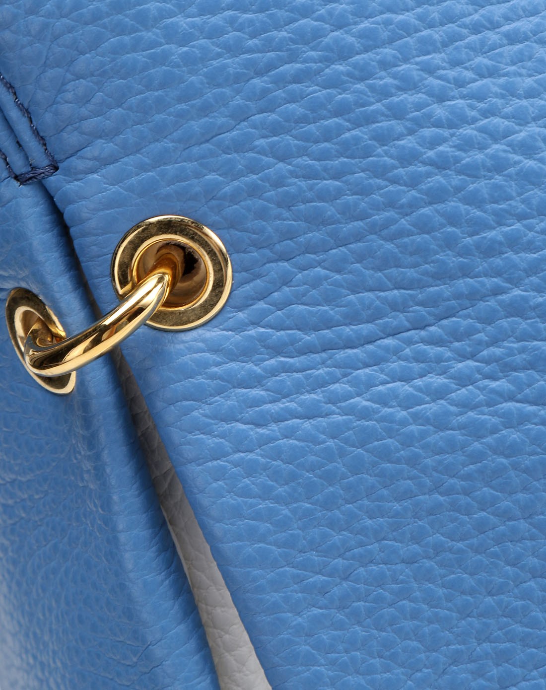 意大利进口蓝色牛皮拼接女士背提包