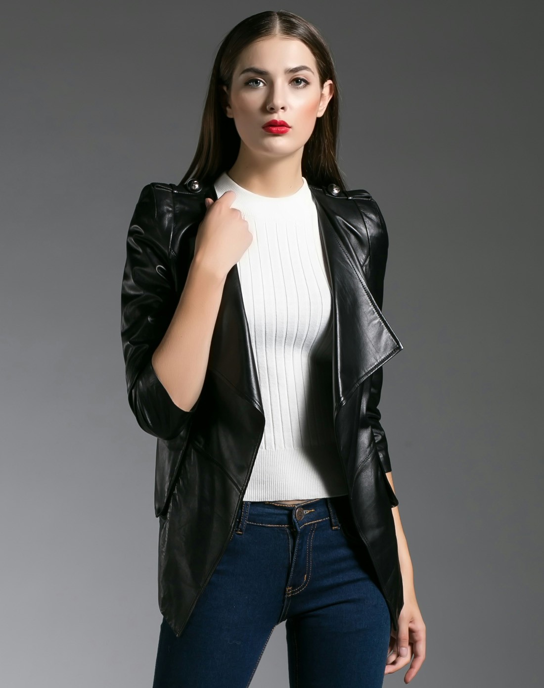 思俪兰卡serilenka皮衣黑色真皮外套ksj1217201_唯品会