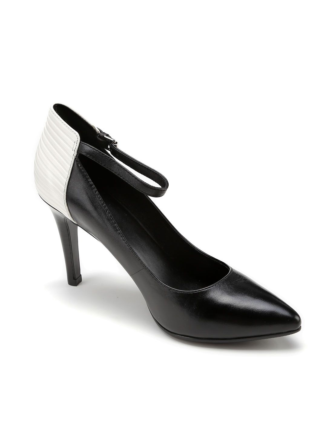 fed门店专供新品女鞋fed 2015年新款黑白色拼接简约通勤高跟鞋