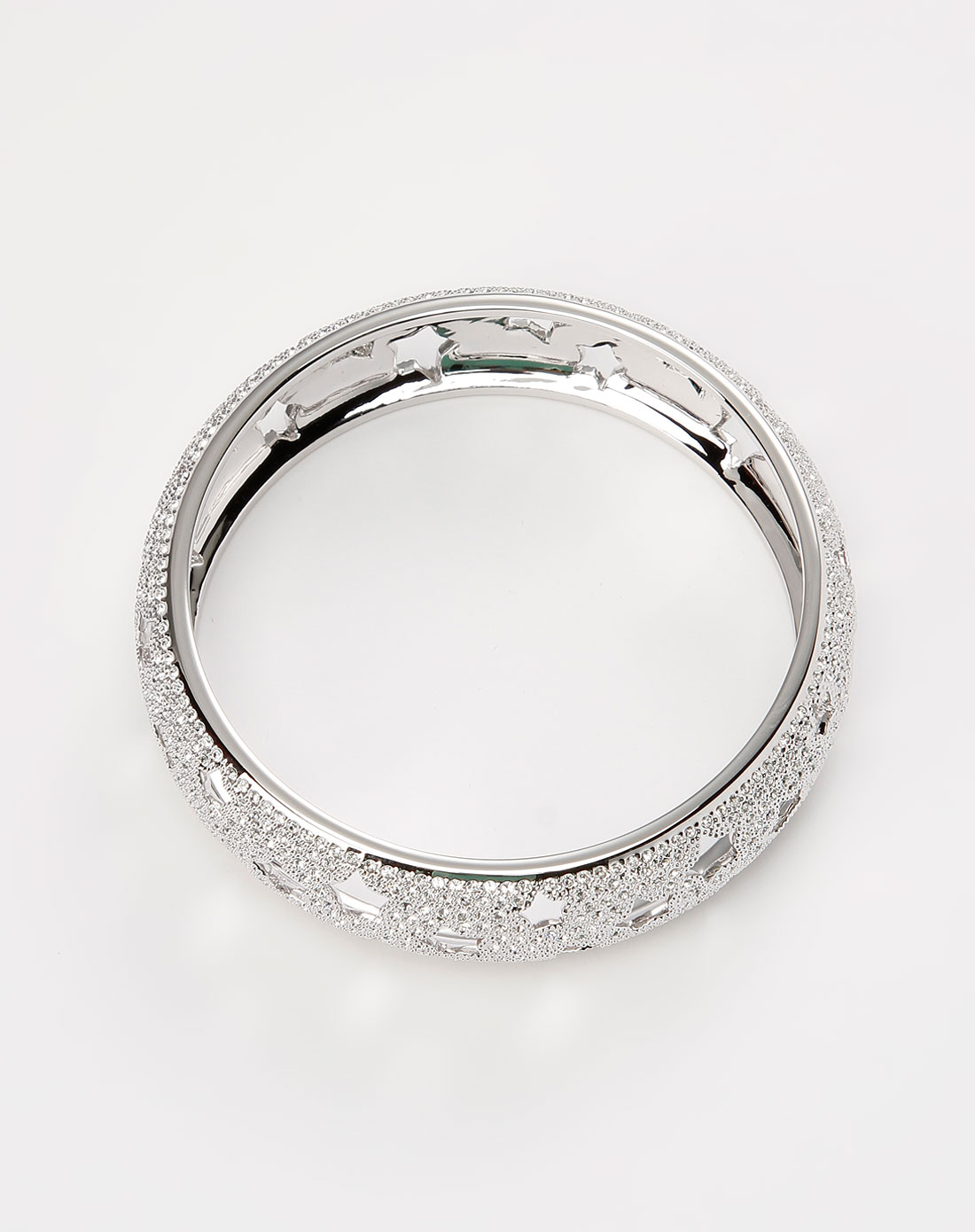 银色星星镂空镶钻手镯