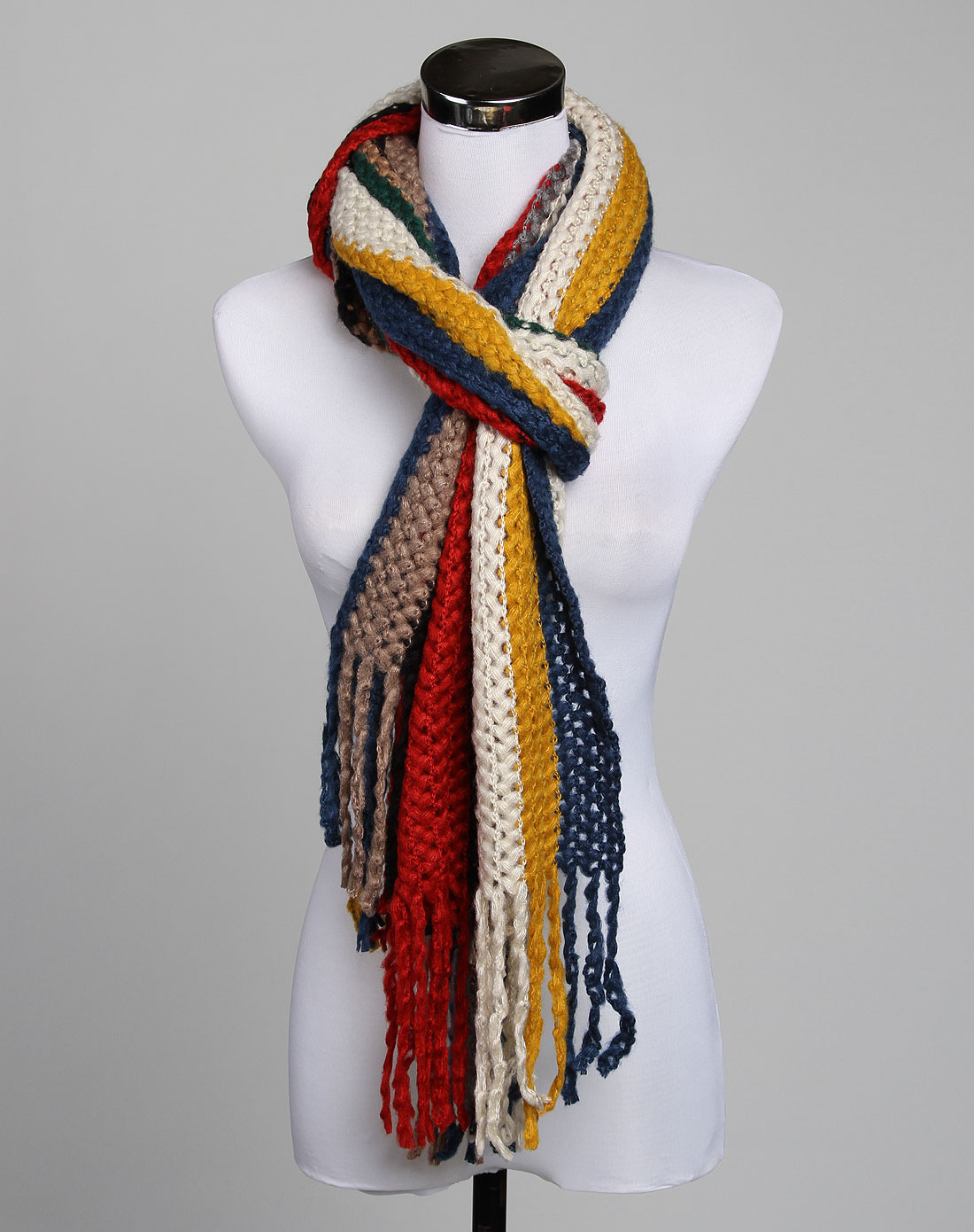 女款白绿咖黄黑色腈纶围巾