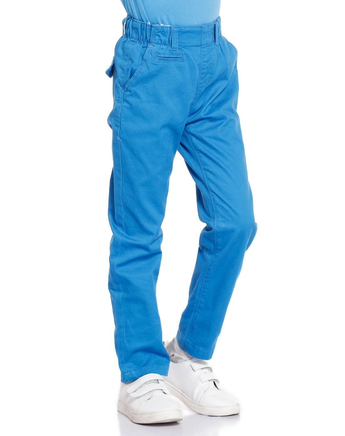 男童湖蓝色休闲简约长裤