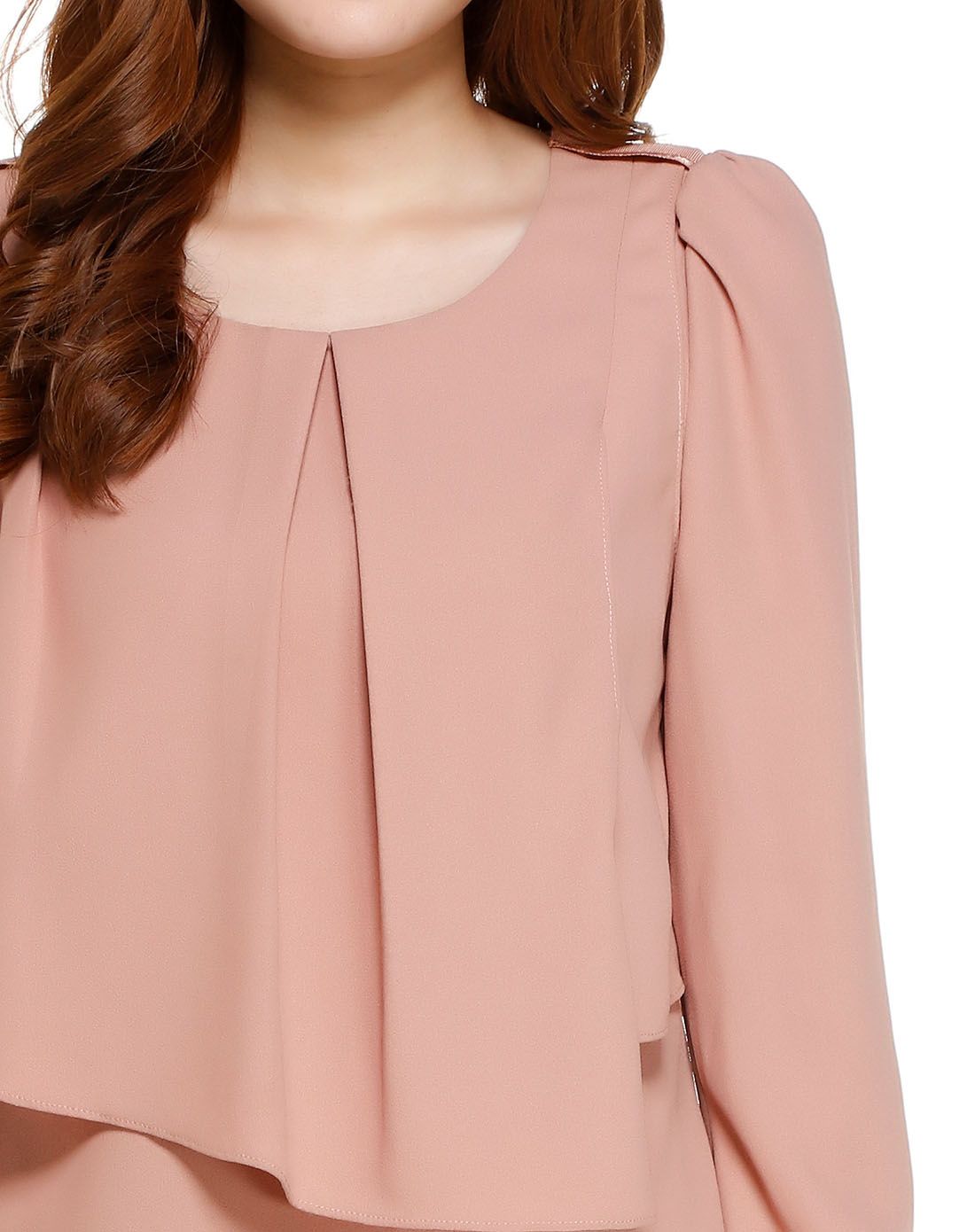 暗粉色淑女商务长袖上衣