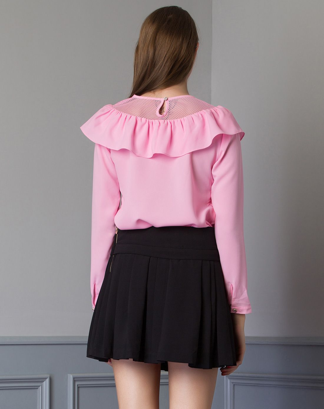 藕荷色荷叶边小上衣