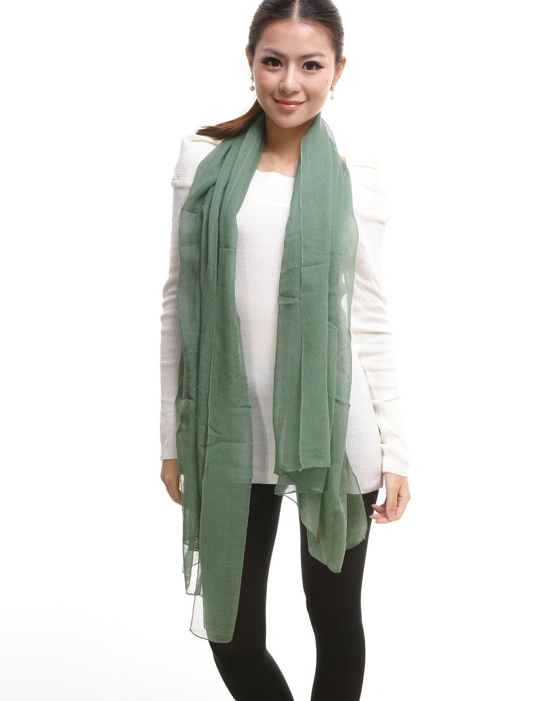 女款绿色简约时尚围巾