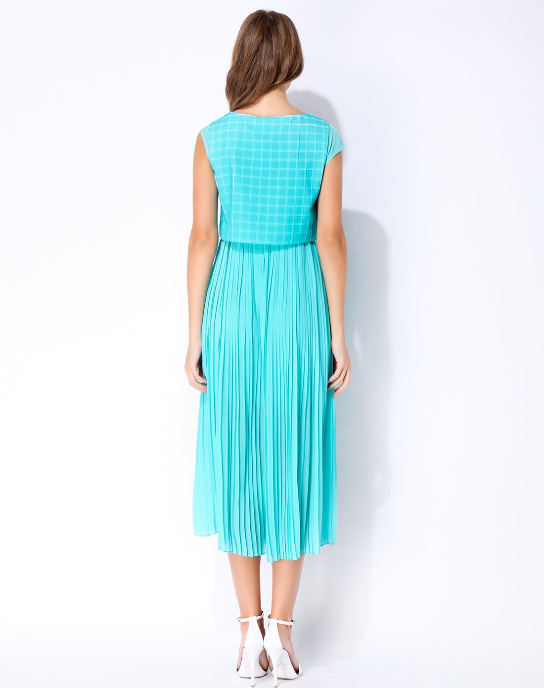 湖水绿色时尚气质百搭连衣裙