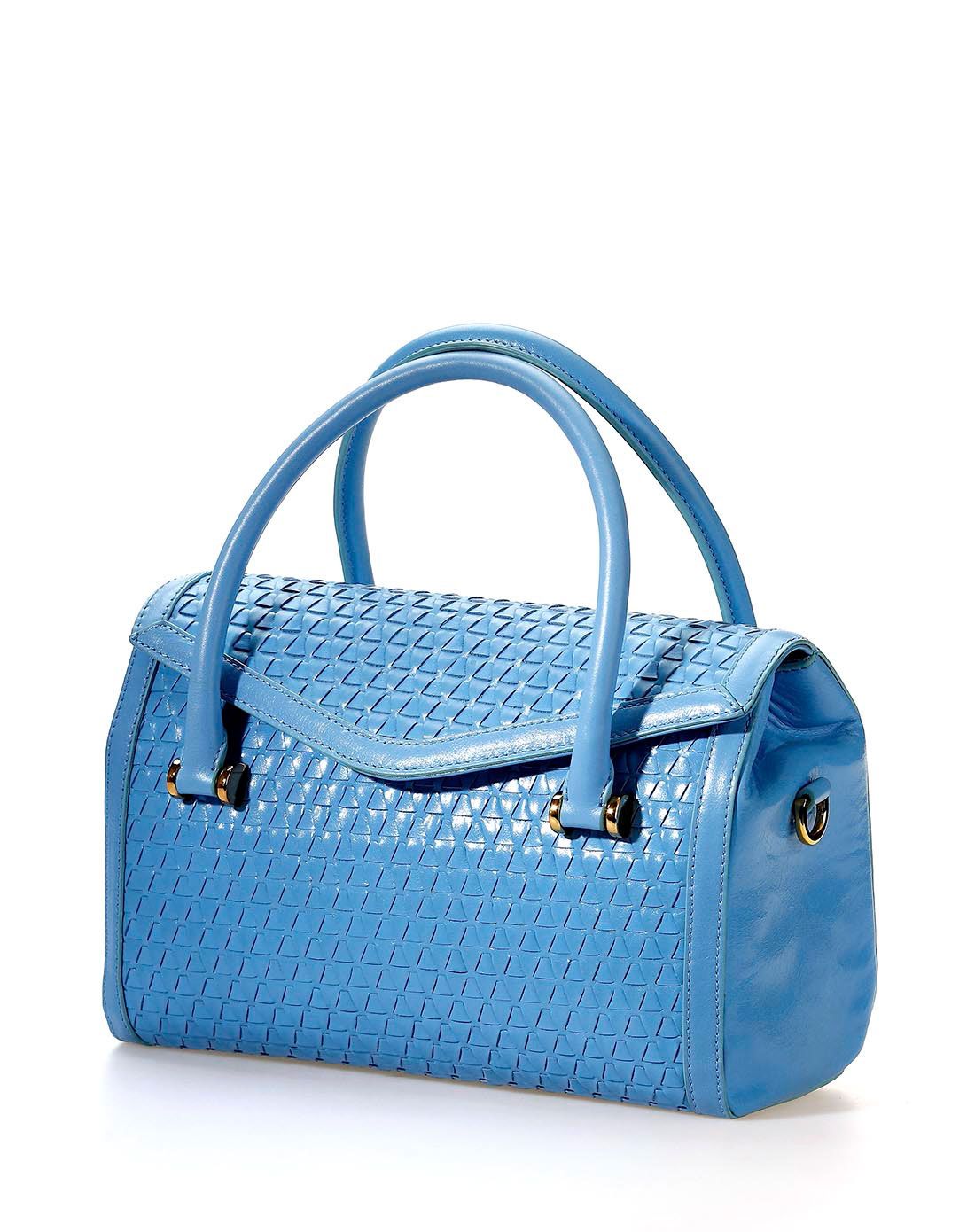 兰黛61飘lauderpal油蜡牛皮彩蓝色几何系列手拎包w147090121754