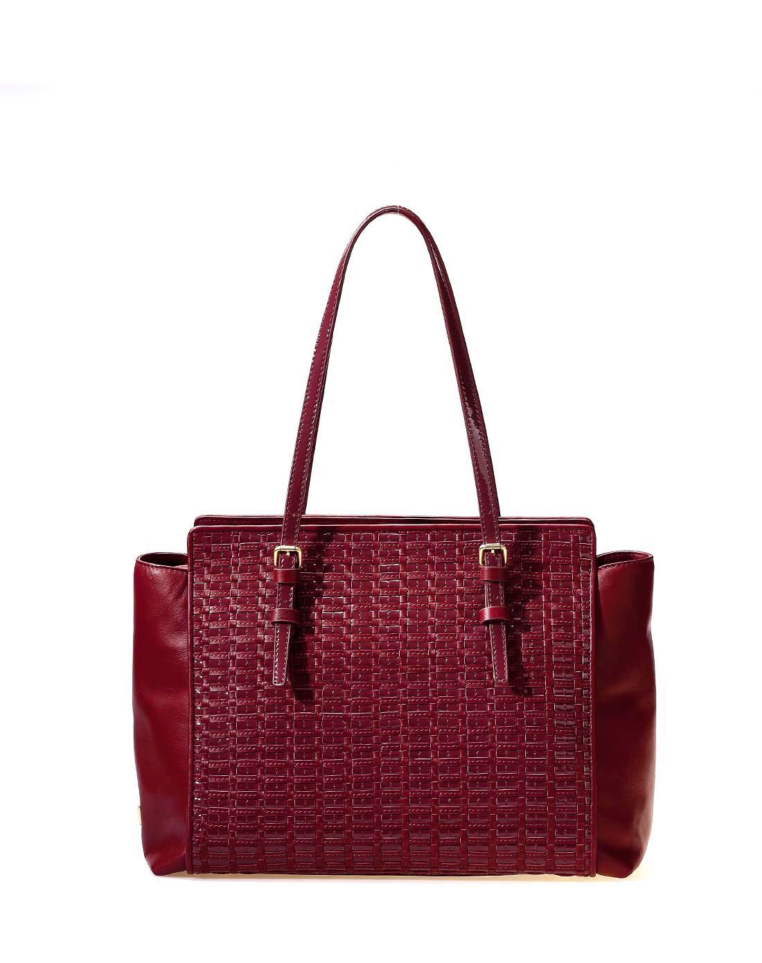 兰黛61飘lauderpal牛皮酒红色十四行诗系列单肩包w148150128449