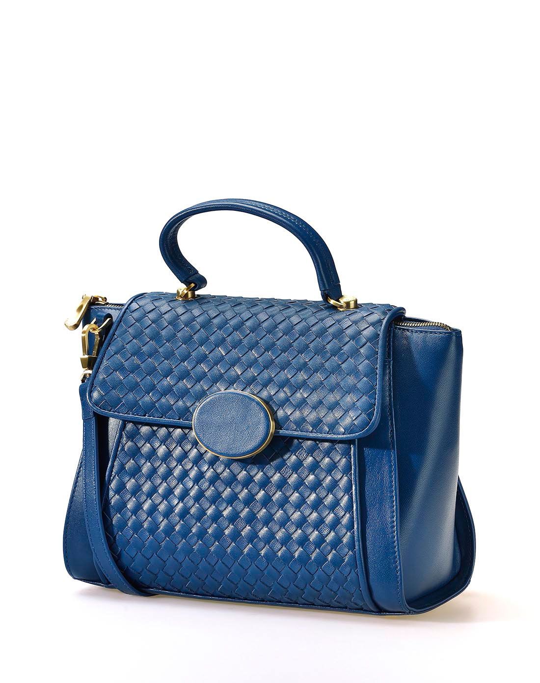 羊皮爵士蓝魅惑宝石系列手拎包