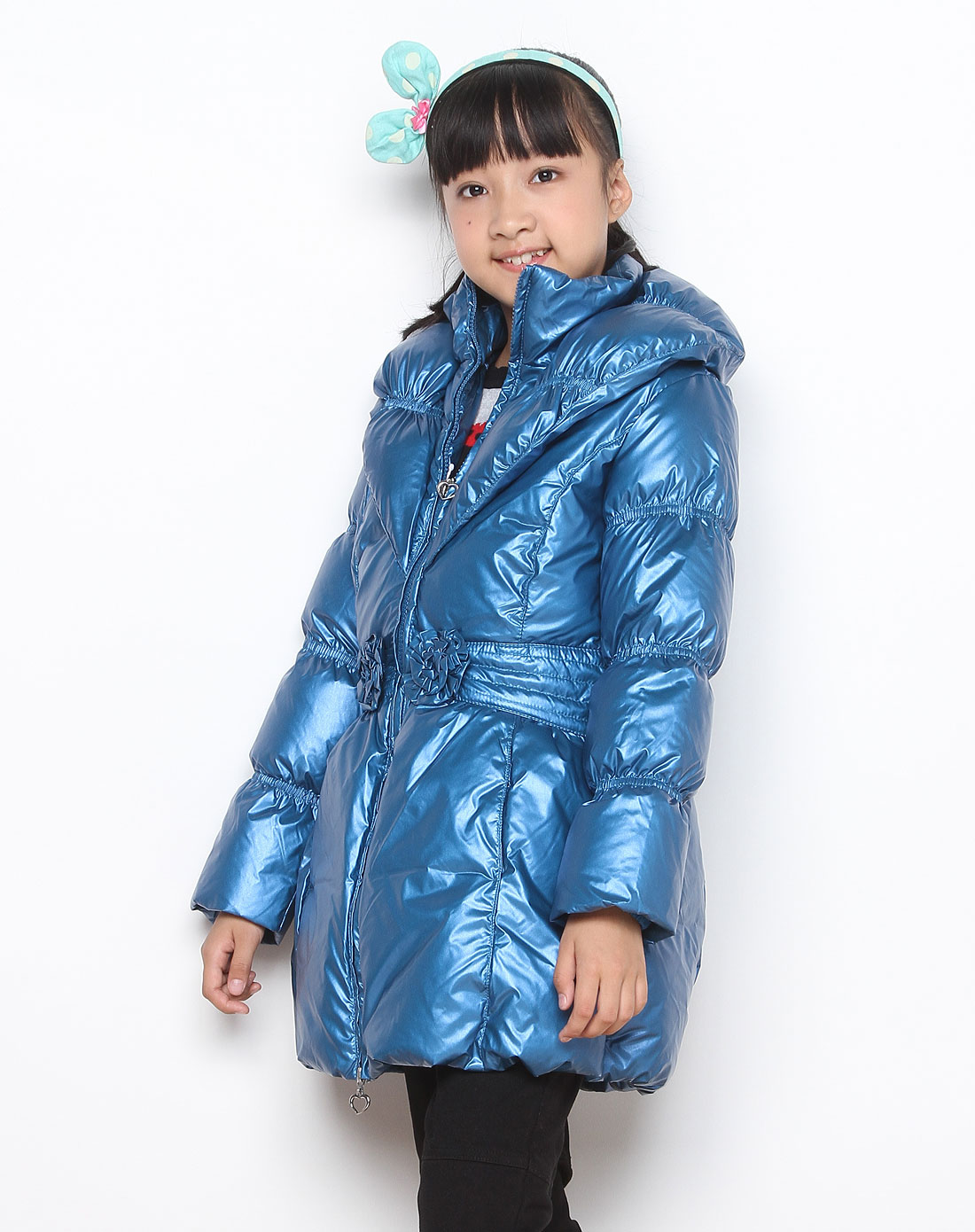 蓝色冬日童话长袖羽绒服