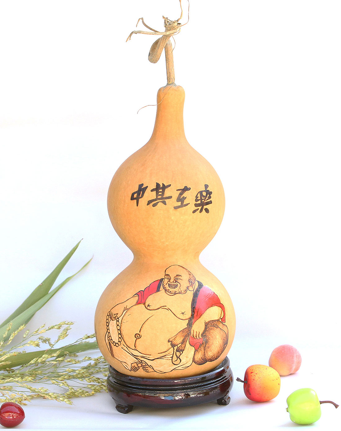 泰国烫画葫芦乐在其中笑佛摆件(带底座)