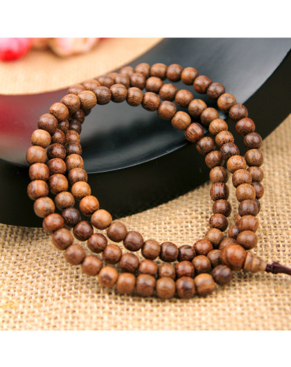 天然沉香红沙沉108颗佛珠手链8mm