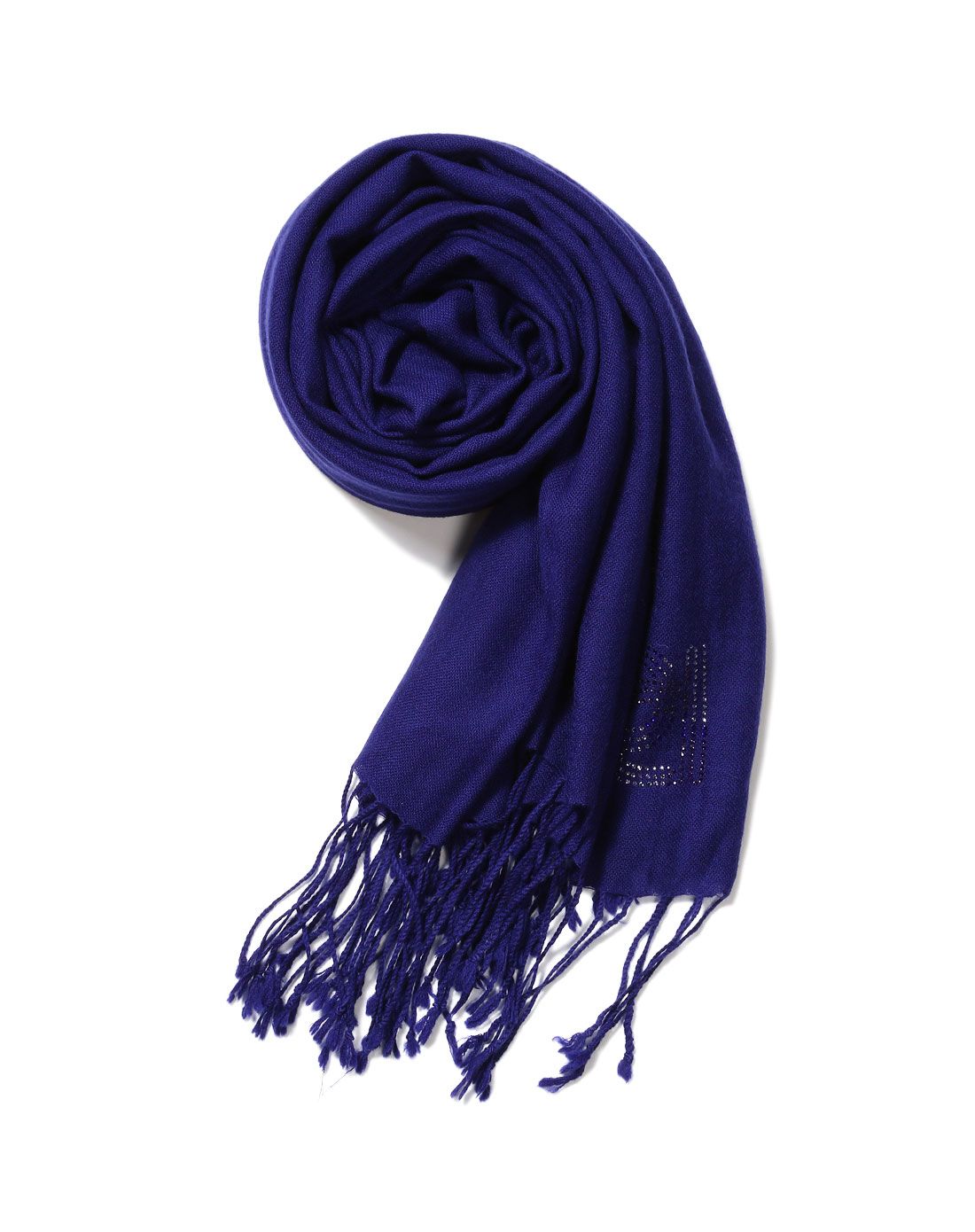 深蓝色百搭斯文羊绒围巾