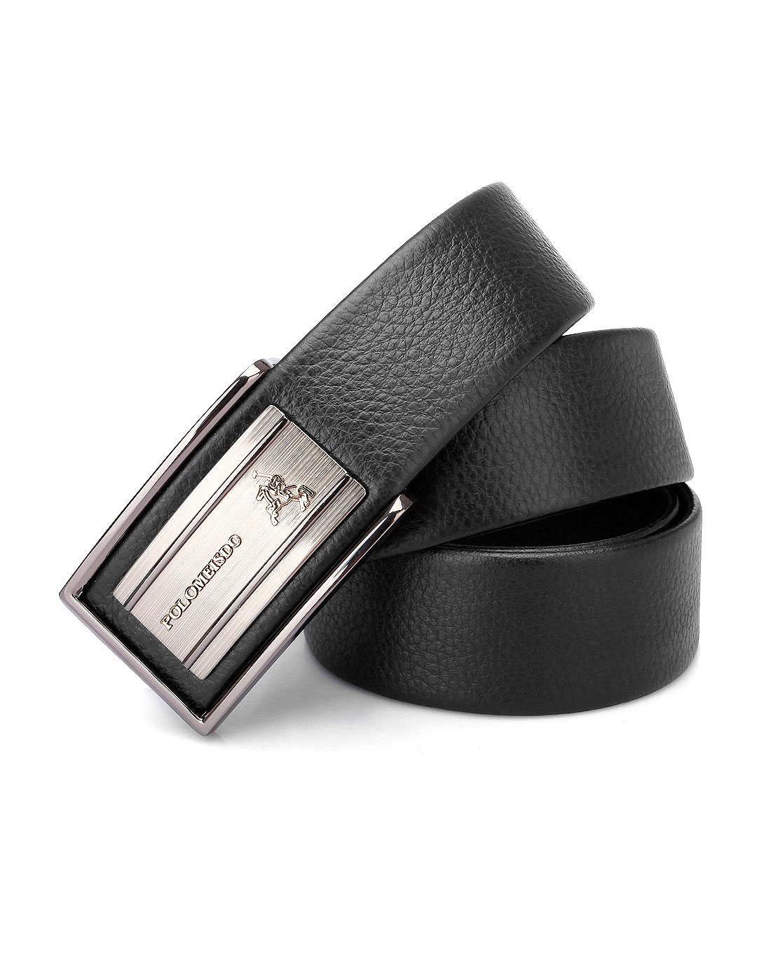 黑色简约平滑扣牛皮腰带