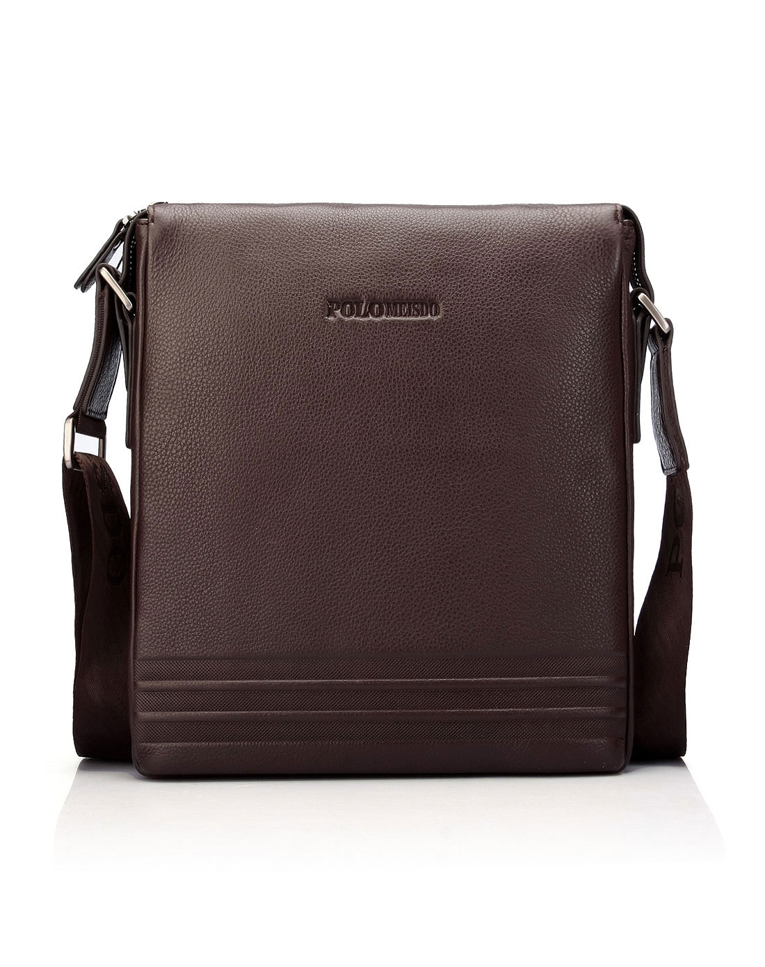 保罗美思得polomeisdo男包专场-啡色简约大方牛皮单肩男包