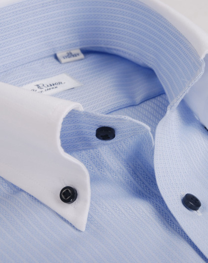 蓝河blueriver蓝色条纹白领长袖衬衫