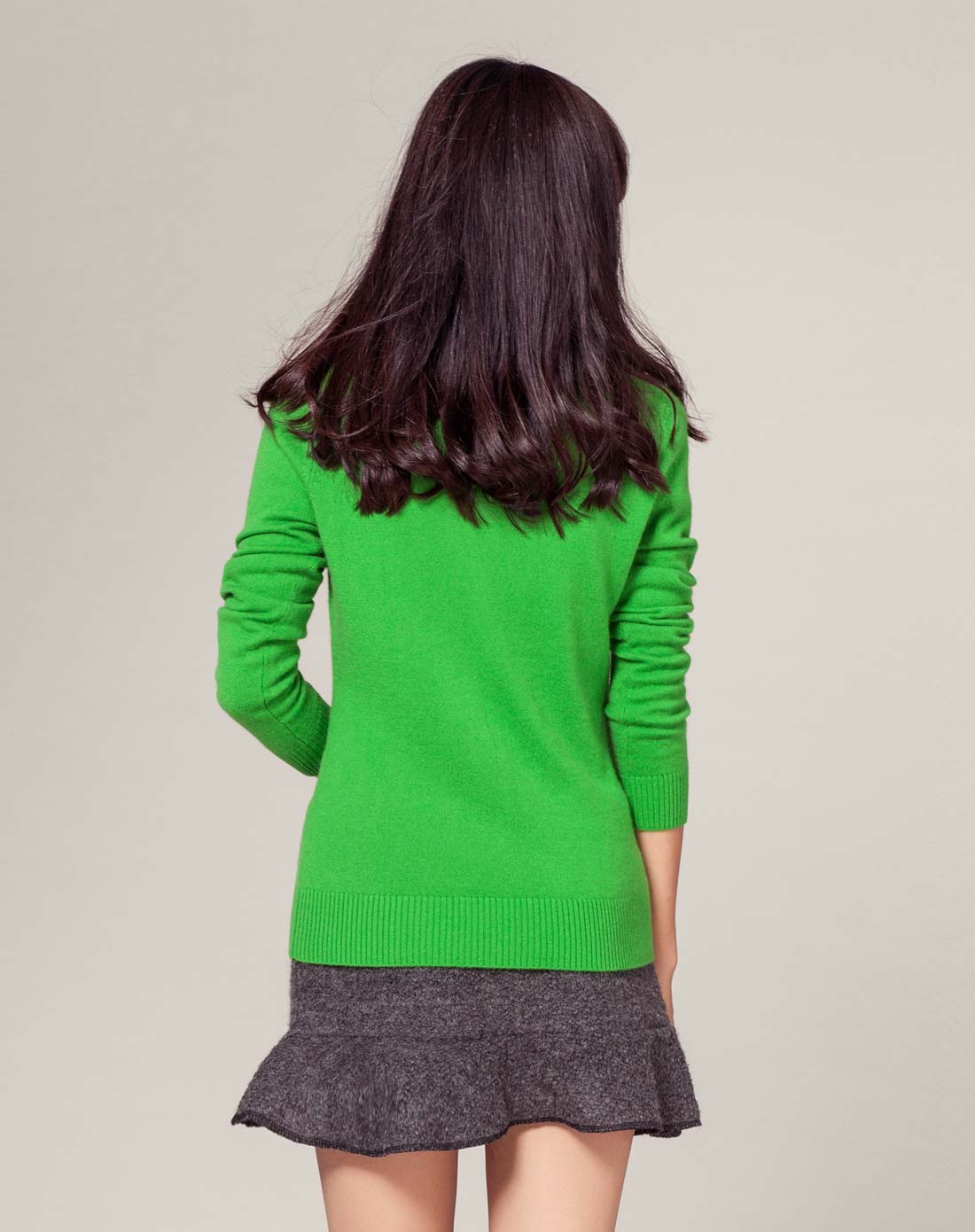 女款100%羊绒衫艳绿