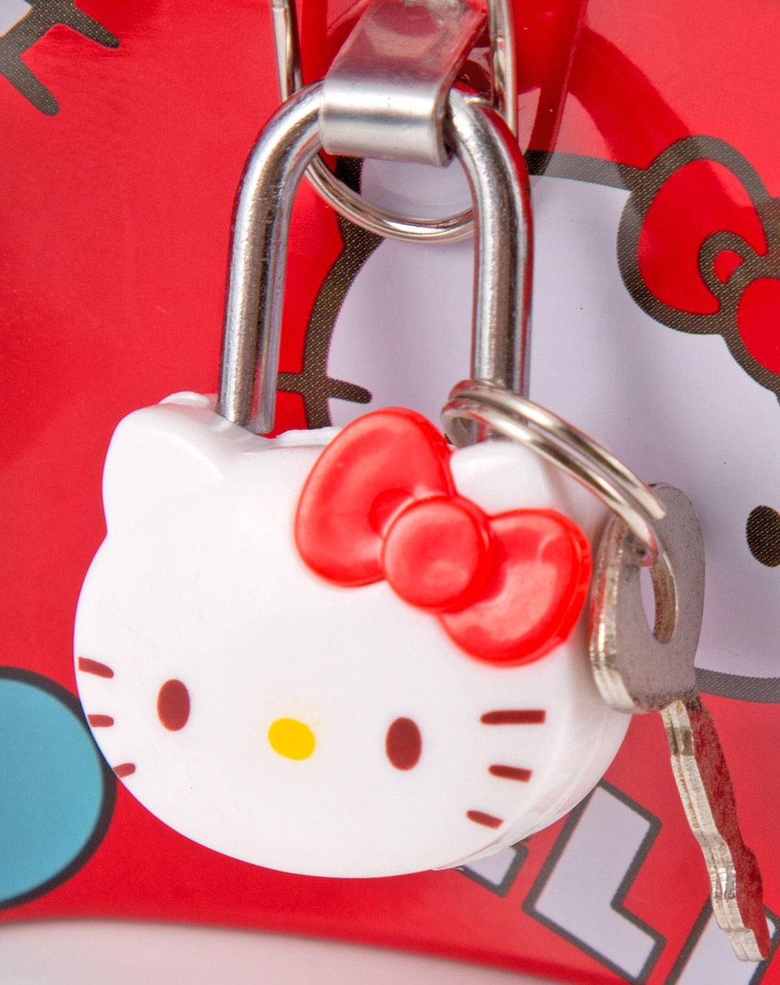 hello kitty系列可爱猫头带锁收纳储钱罐-红色