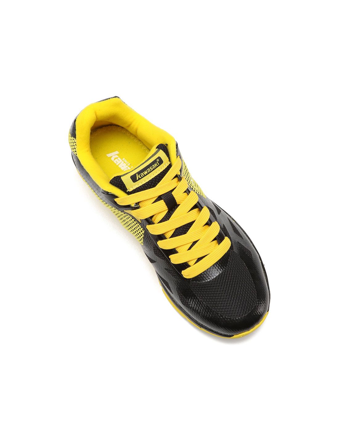 川崎kawasaki体育用品专场轻质透气 中性款黑配黄色慢跑鞋 舒适耐磨k