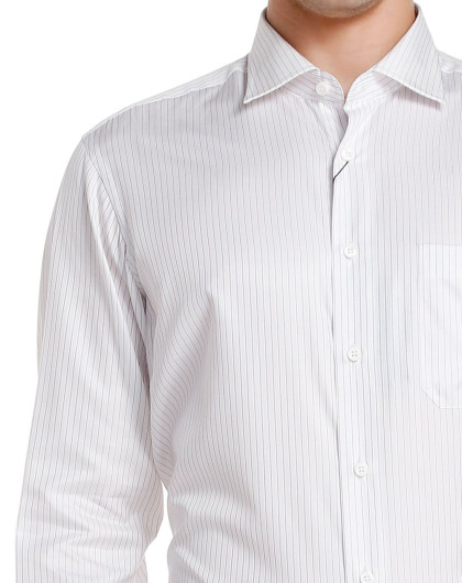 优质蚕丝棉简约竖纹长袖衬衫