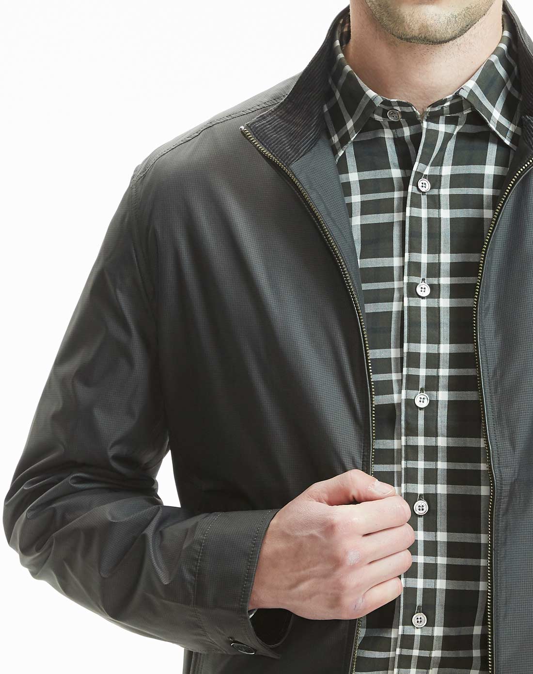 myriadglad jacks男装专场 > 咖色经典暗格小立领秋季百搭男装夹克