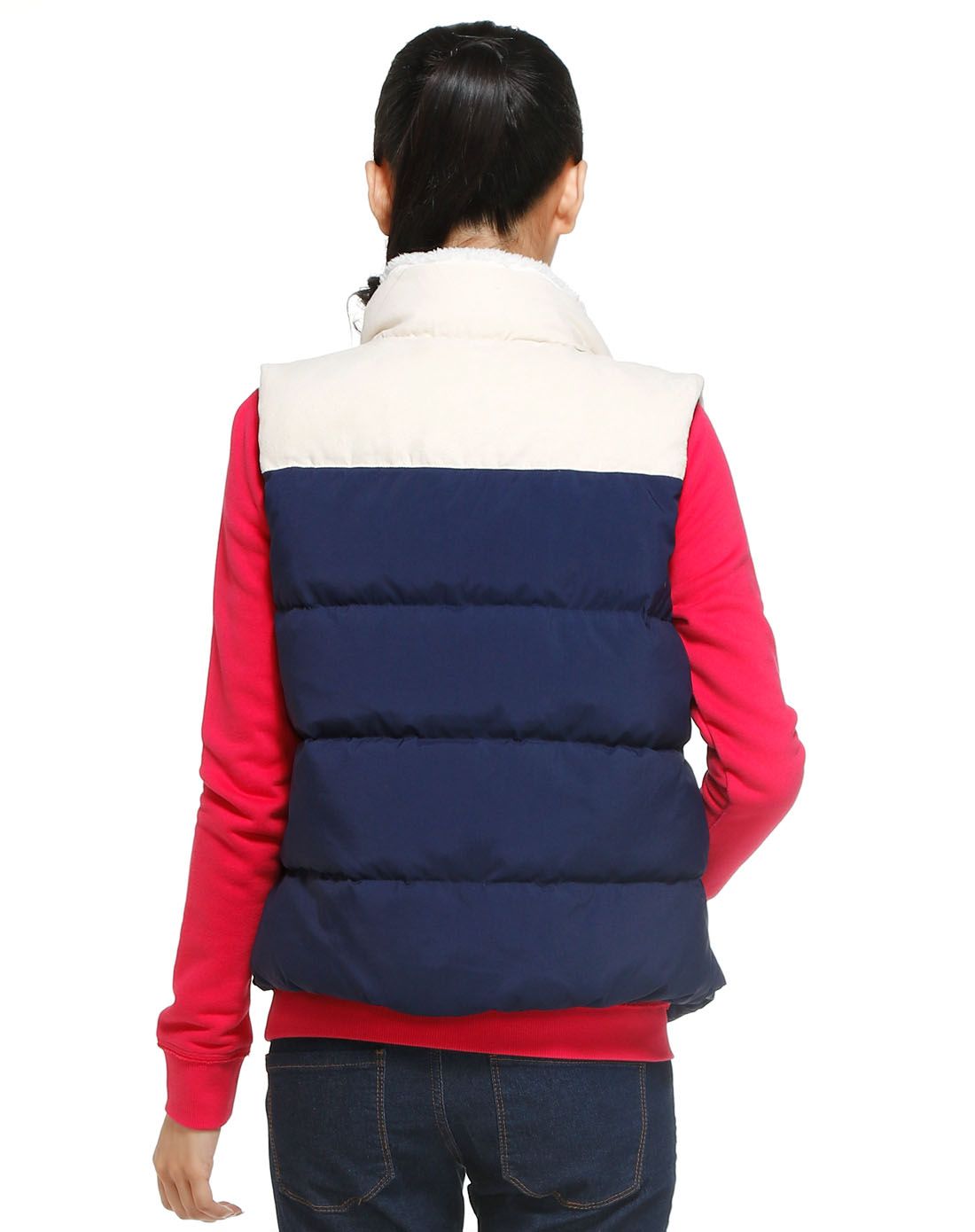 柔软舒适 女款藏蓝色羽绒马甲