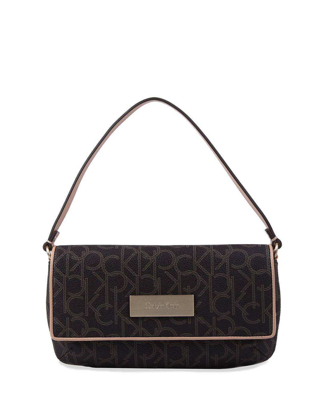 calvin klein包包专场 > calvin klein女士深咖配logo印花pvc手提包