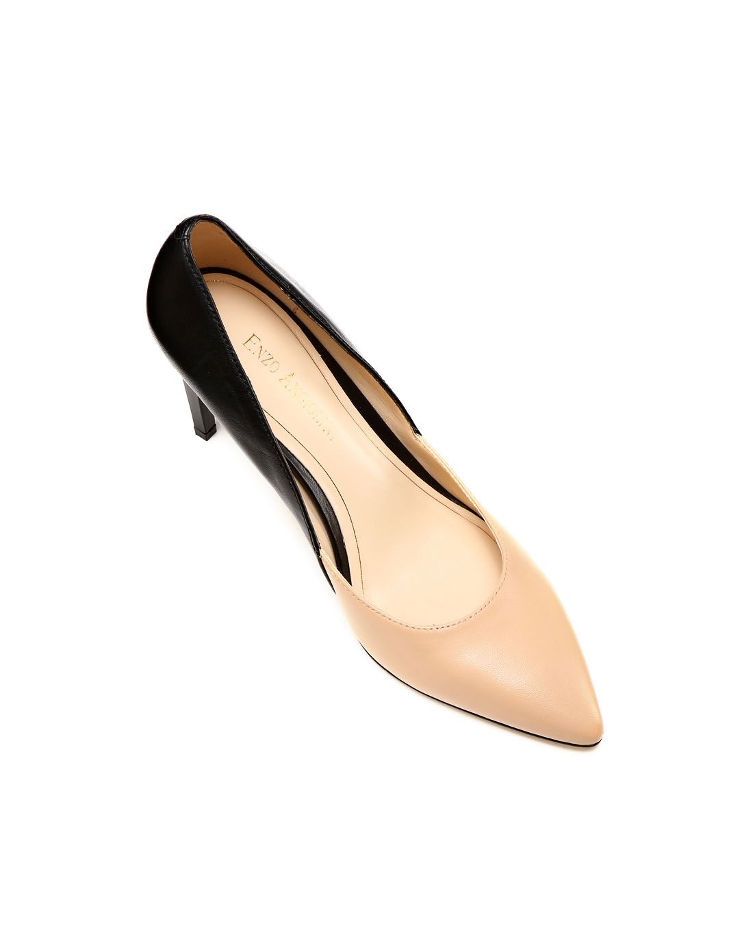 enzo angiolini羊皮肤/黑色淑女时尚百搭高跟鞋