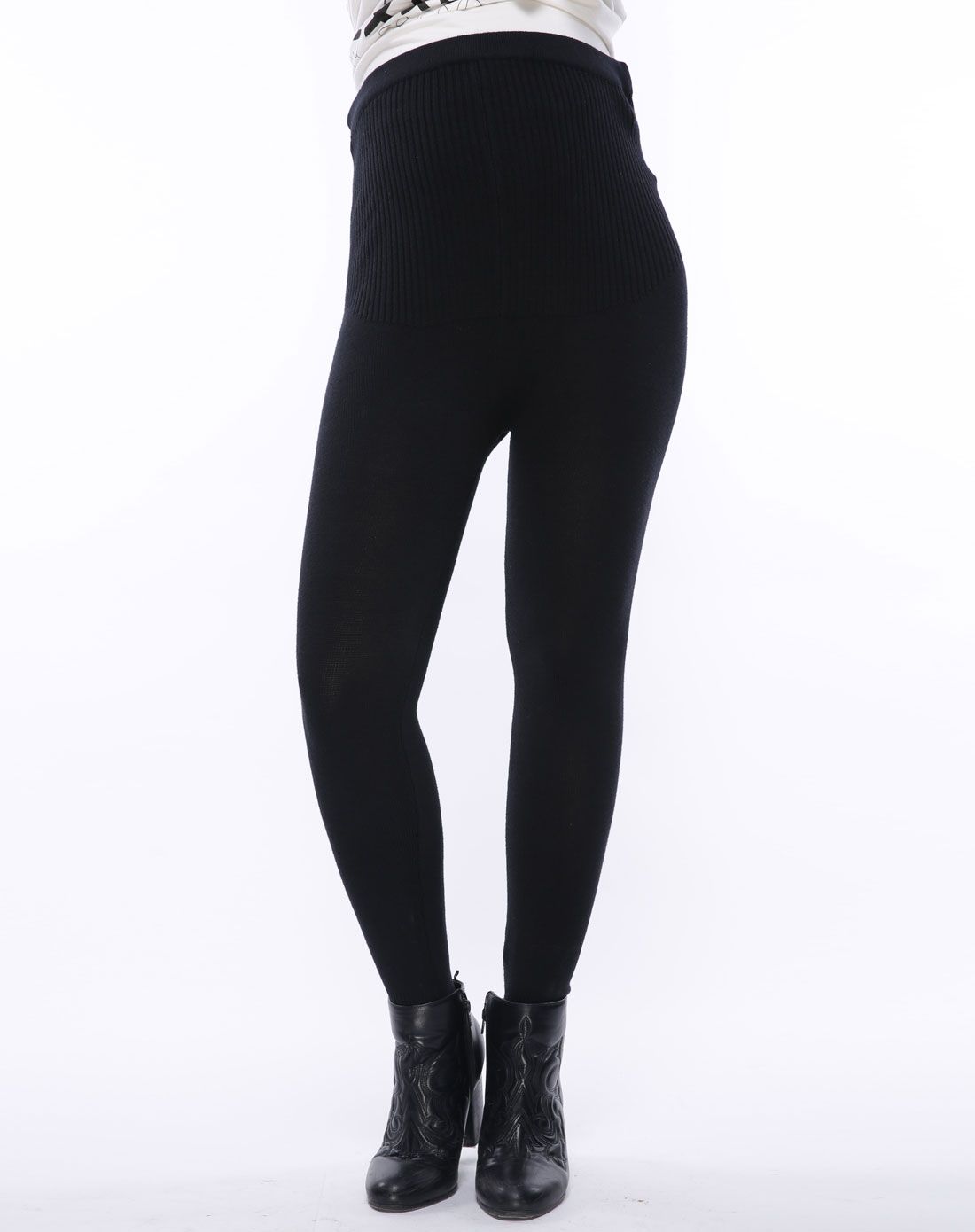 女款黑色时尚孕妇全棉毛裤